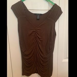 TALL GIRl Ruched Brown Top Size Small